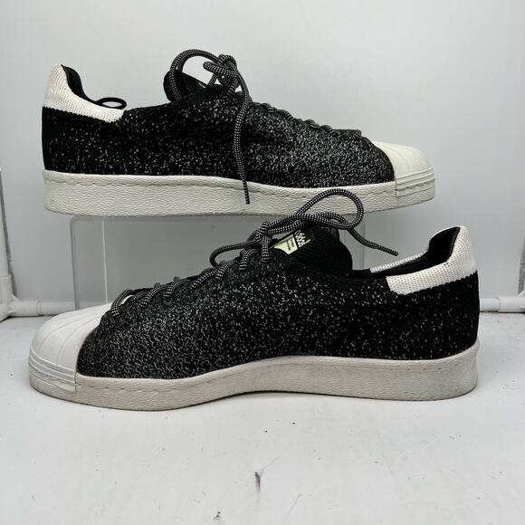 Adidas Originals Shoes Mens 12 Superstar 80\'s Primeknit Sneakers Black White main image 6